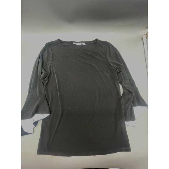 susan graver mid sleeve shirt flare black white polyester blend size small lengt - Picture 2 of 7